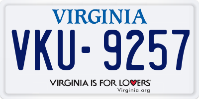 VA license plate VKU9257