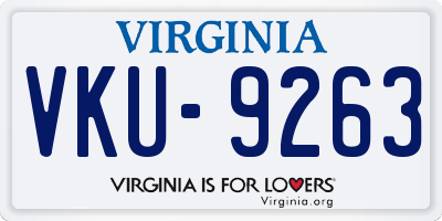 VA license plate VKU9263