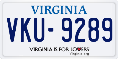 VA license plate VKU9289