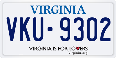 VA license plate VKU9302