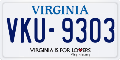 VA license plate VKU9303