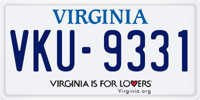 VA license plate VKU9331