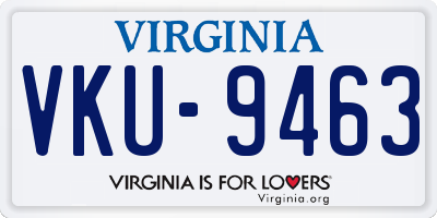 VA license plate VKU9463