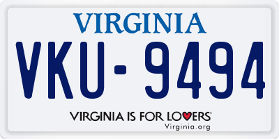 VA license plate VKU9494