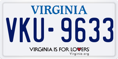 VA license plate VKU9633