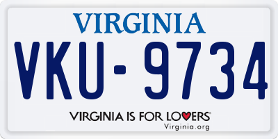 VA license plate VKU9734