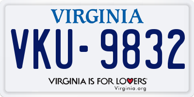VA license plate VKU9832