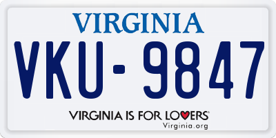 VA license plate VKU9847