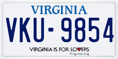 VA license plate VKU9854