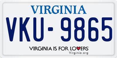VA license plate VKU9865
