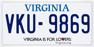 VA license plate VKU9869