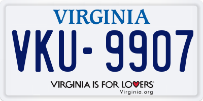 VA license plate VKU9907