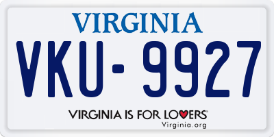 VA license plate VKU9927