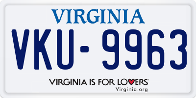 VA license plate VKU9963
