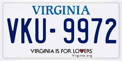 VA license plate VKU9972