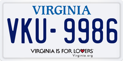 VA license plate VKU9986