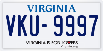 VA license plate VKU9997