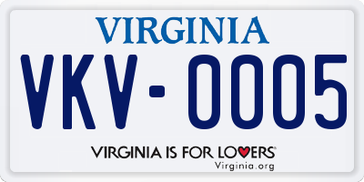 VA license plate VKV0005