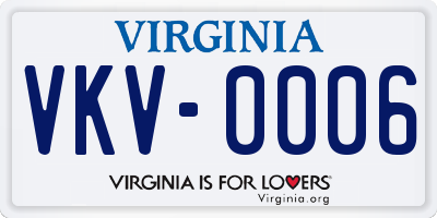 VA license plate VKV0006
