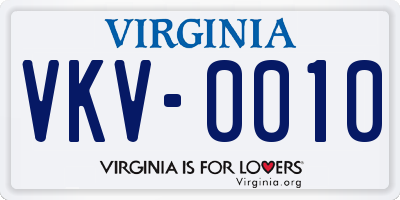 VA license plate VKV0010