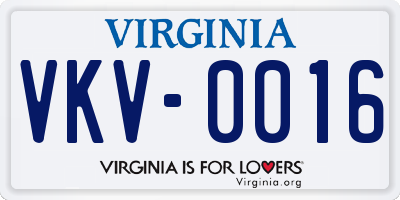 VA license plate VKV0016