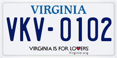VA license plate VKV0102