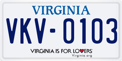 VA license plate VKV0103