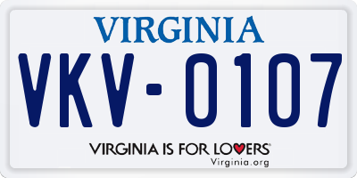 VA license plate VKV0107