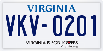 VA license plate VKV0201