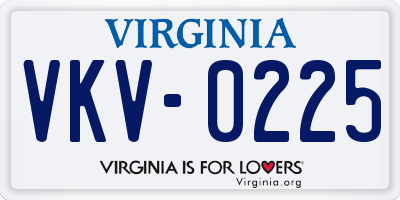 VA license plate VKV0225