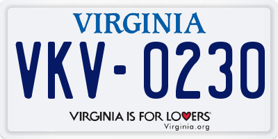 VA license plate VKV0230