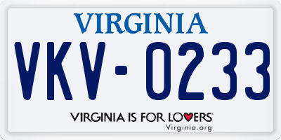 VA license plate VKV0233