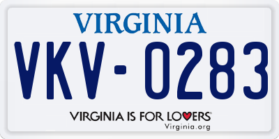 VA license plate VKV0283