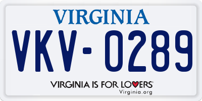VA license plate VKV0289