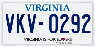 VA license plate VKV0292