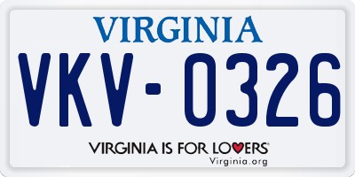 VA license plate VKV0326