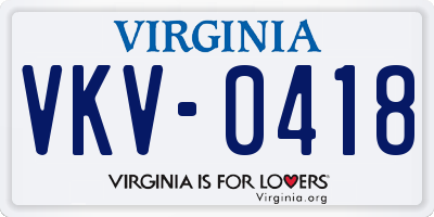 VA license plate VKV0418