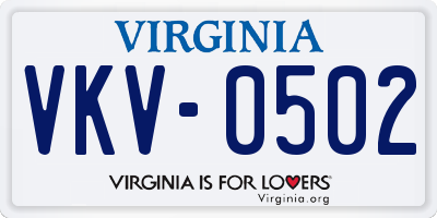 VA license plate VKV0502
