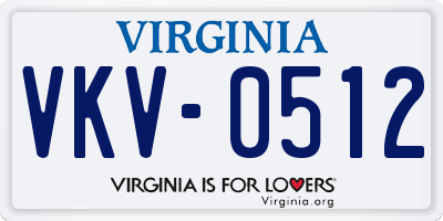 VA license plate VKV0512