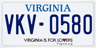 VA license plate VKV0580
