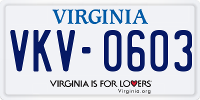 VA license plate VKV0603
