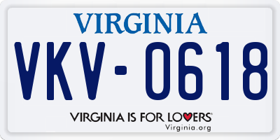 VA license plate VKV0618