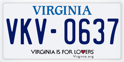 VA license plate VKV0637