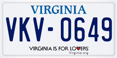 VA license plate VKV0649