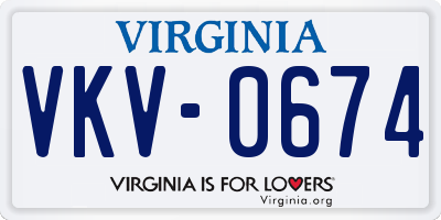 VA license plate VKV0674