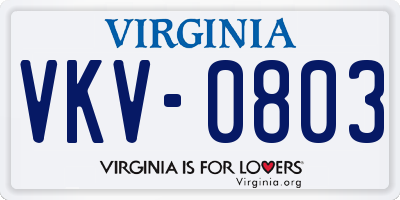 VA license plate VKV0803
