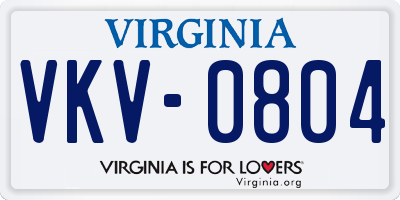VA license plate VKV0804