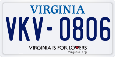 VA license plate VKV0806