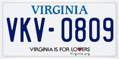 VA license plate VKV0809