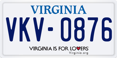 VA license plate VKV0876